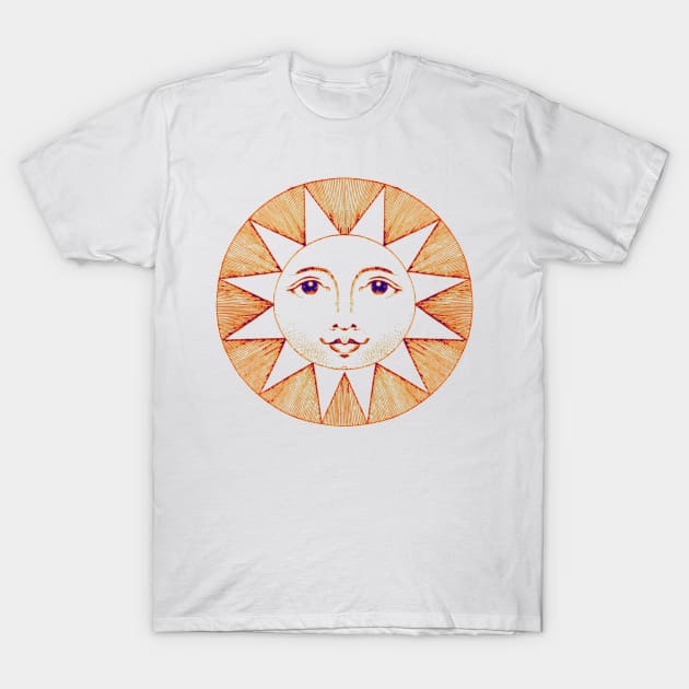 Shabby Chic Modern Retro Androgynous Sun Portrait T-Shirt by Nisuris Art